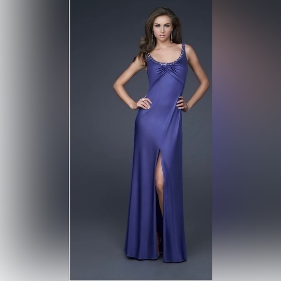 LA FEMME Purple Floor Length Gown,All Products : American Fashion Style Bags On Sale